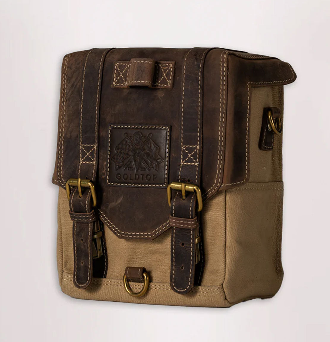 バイソンレザーTATANKAショルダーバッグ Canvas & Leather Tank Bag - Large - Sahara & Tobacco - Idle Torque