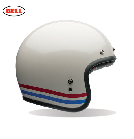 Bell Custom 500 stripes pearl white motorcycle helmet