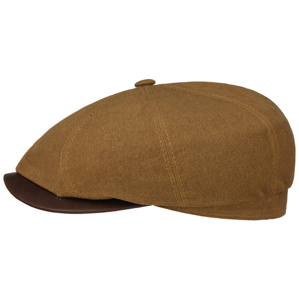Hatteras Waxed Contrast Flat Cap - Brown