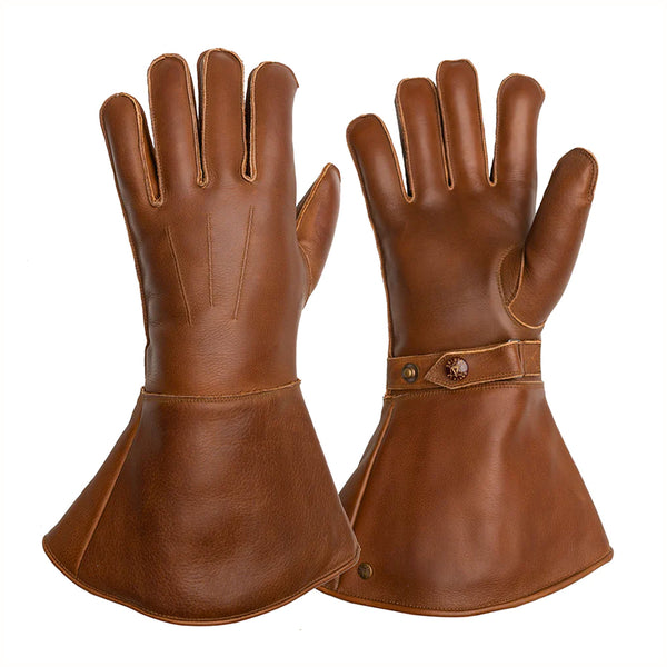 Cloth Gauntlet Merino Wool Lined Gauntlet - Waxed Brown - Idle Torque