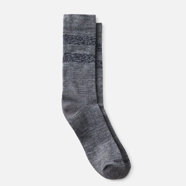 Merino Wool Blend Striped Crew Socks Grey/Navy - 97677