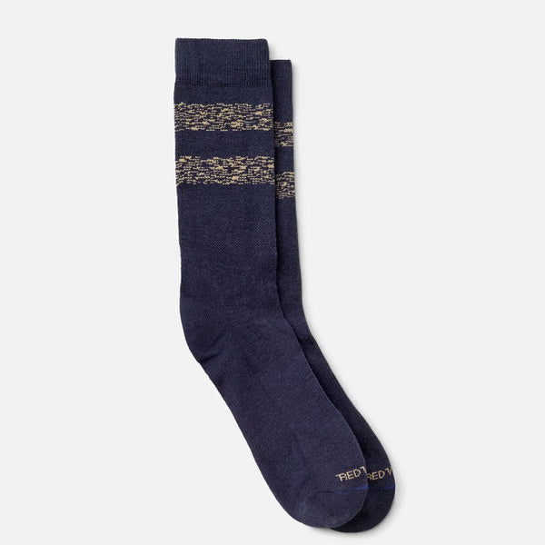 Merino Wool Blend Striped Crew Socks Navy/Tan - 97676