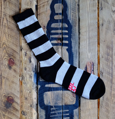 Striped Crew Sock - Black/Red