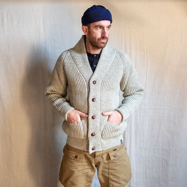 British Wool Cardigan - Stone