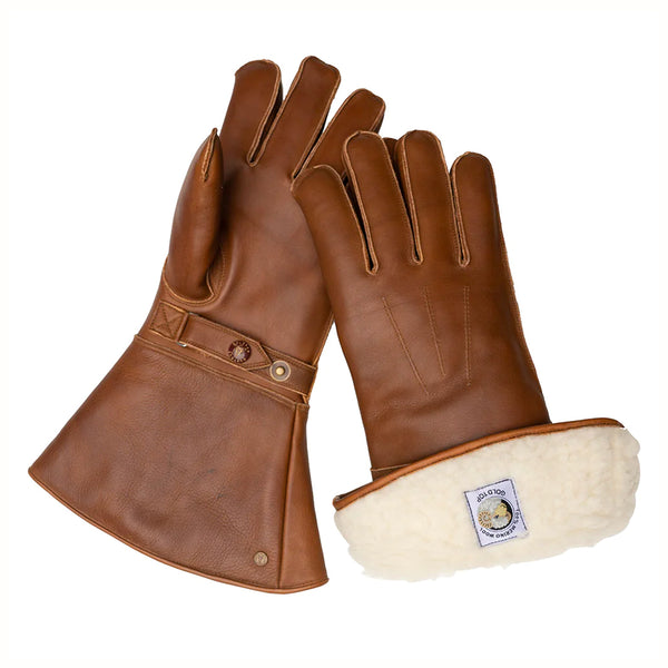 Cloth Gauntlet Merino Wool Lined Gauntlet - Waxed Brown - Idle Torque