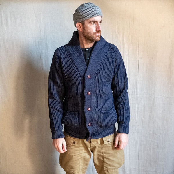 British Wool Cardigan - Dark Navy