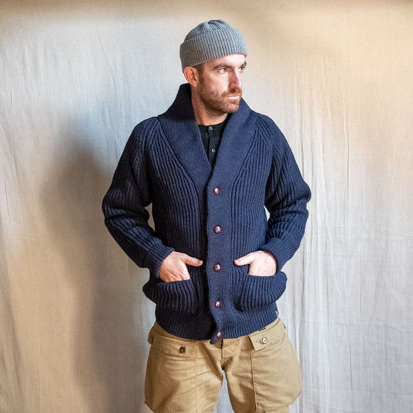 British Wool Cardigan - Dark Navy