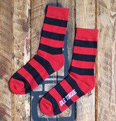 black red striped socks