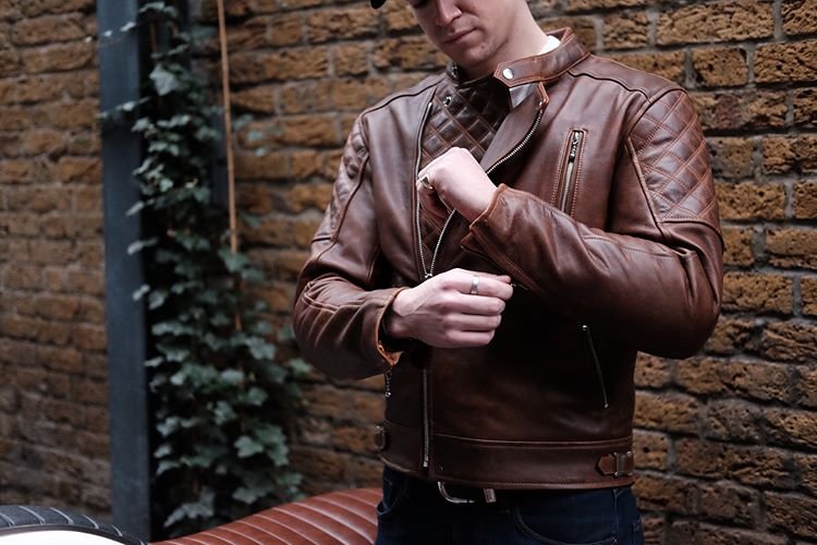 brown leather jacket