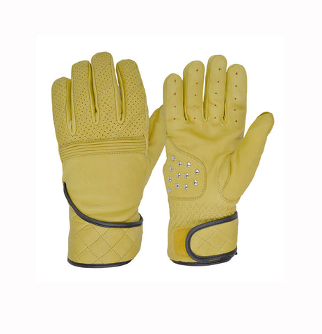 Goldtop - Quilted Cafe Racer Gloves - Black