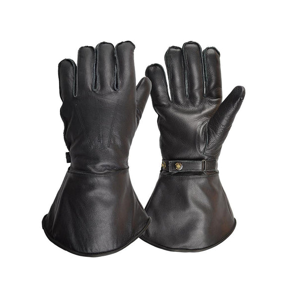 Merino Wool Lined Gauntlet - Black - Idle Torque