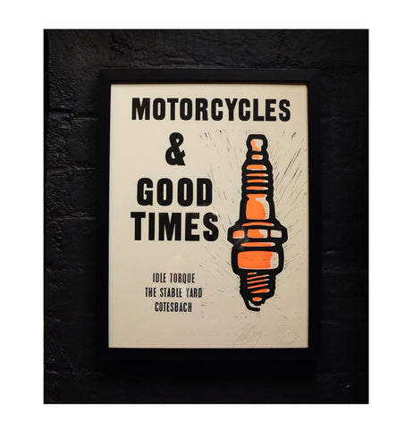 Motorcycle letterpress print