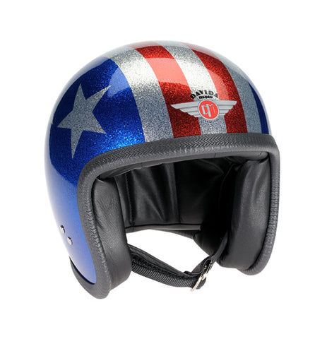 Davida Speedster V3 - Cosmic Flake Blue Red 3 Star motorcycle helmet
