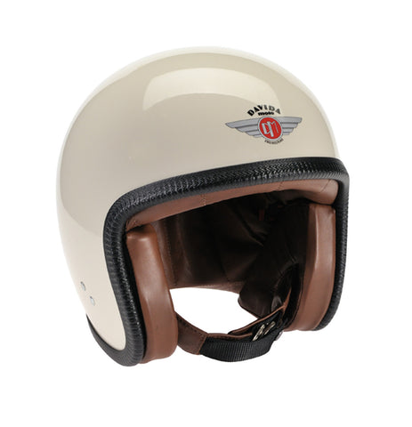 Davida Speedster V3 - Cream ZNut Brown Leather motorcycle helmet